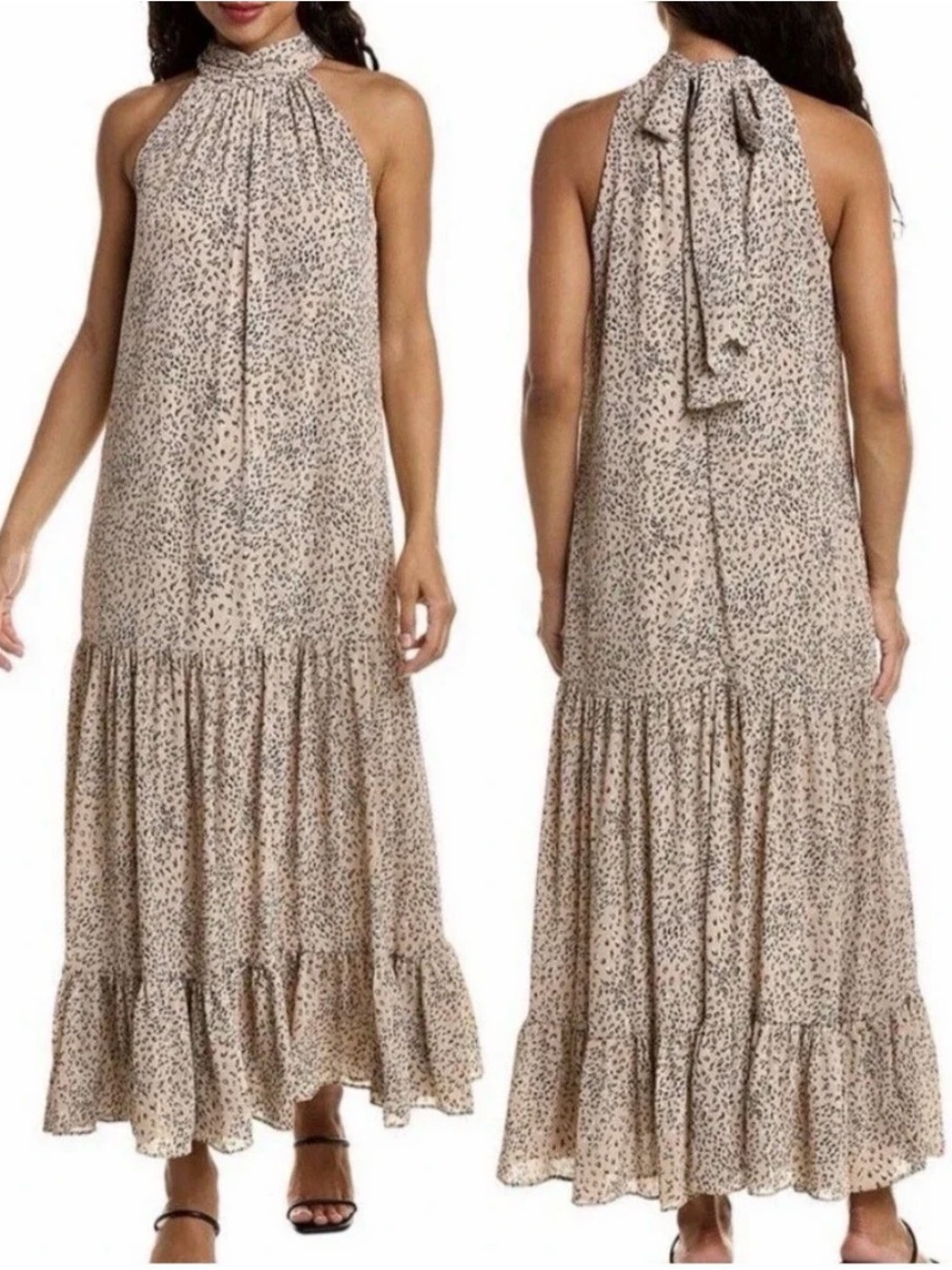 Vince Camuto  Halter Maxi Dress in Blush Leopard Print
